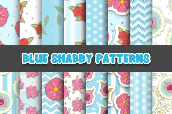 Blue Shabby Digital Papers
