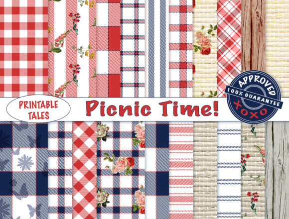 Country Picnic Digital Checkered Paper