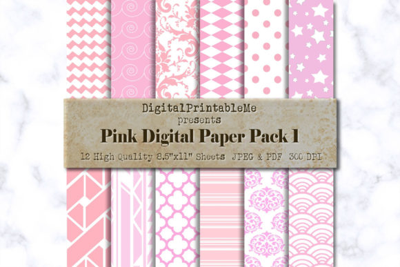 Light Pink Digital Paper Scrapbook Pack
