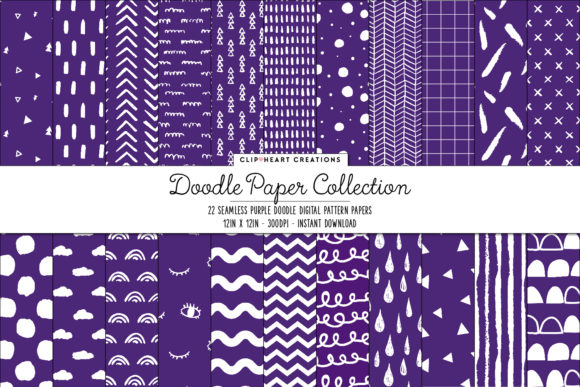 Purple Doodle Seamless Digital Papers