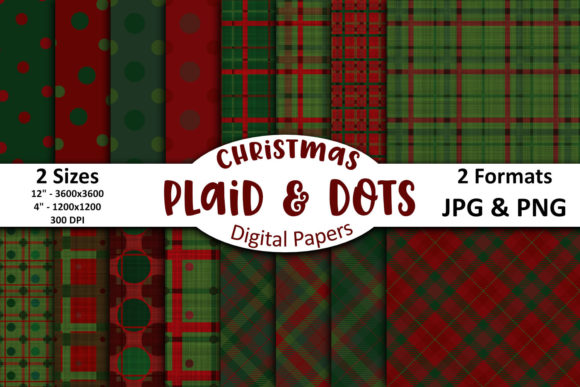 Red Green Christmas Plaid Dots Paper and Have a Very Merry Christmas