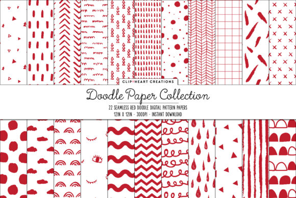 Red Scandi Seamless Digital Papers