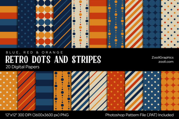 Retro Dots Stripes Digital Papers: A Nostalgic Touch for Modern Creativity