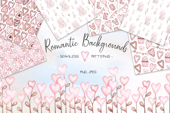 Romantic Backgrounds. Love Set