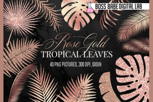 Rose Gold Tropical Leaves: Elevate Your Visual Content with Elegance and Versatility