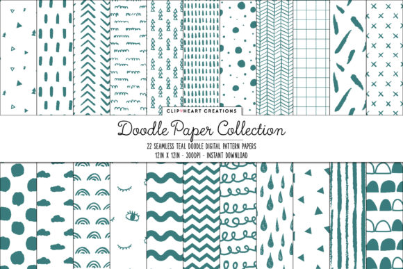 Teal Scandi Seamless Digital Papers for Invitations, Fabric, and More