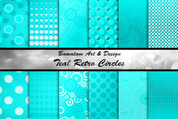 Teal White Retro Circles Sublimation